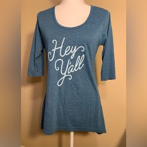 EUC Tee: Tunic Length, Extra Soft, Scoop Neck, "Hey Y'All" Graphic, Pima